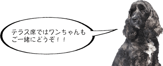 テラス席ではワンちゃんもご一緒にどうぞ